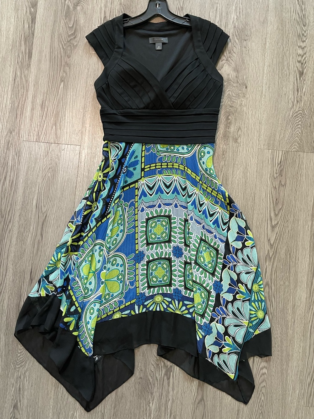 Vtg Y2K dressbarn printed asymmetrical dress